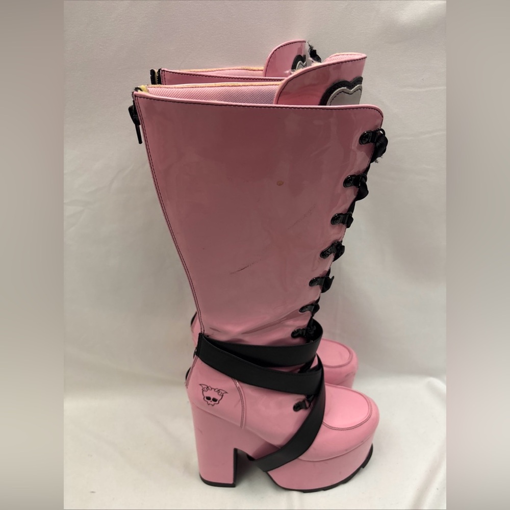 YRU x Monster High Collab - Draculaura VAMP Platform Knee High Pink Boots sz 9